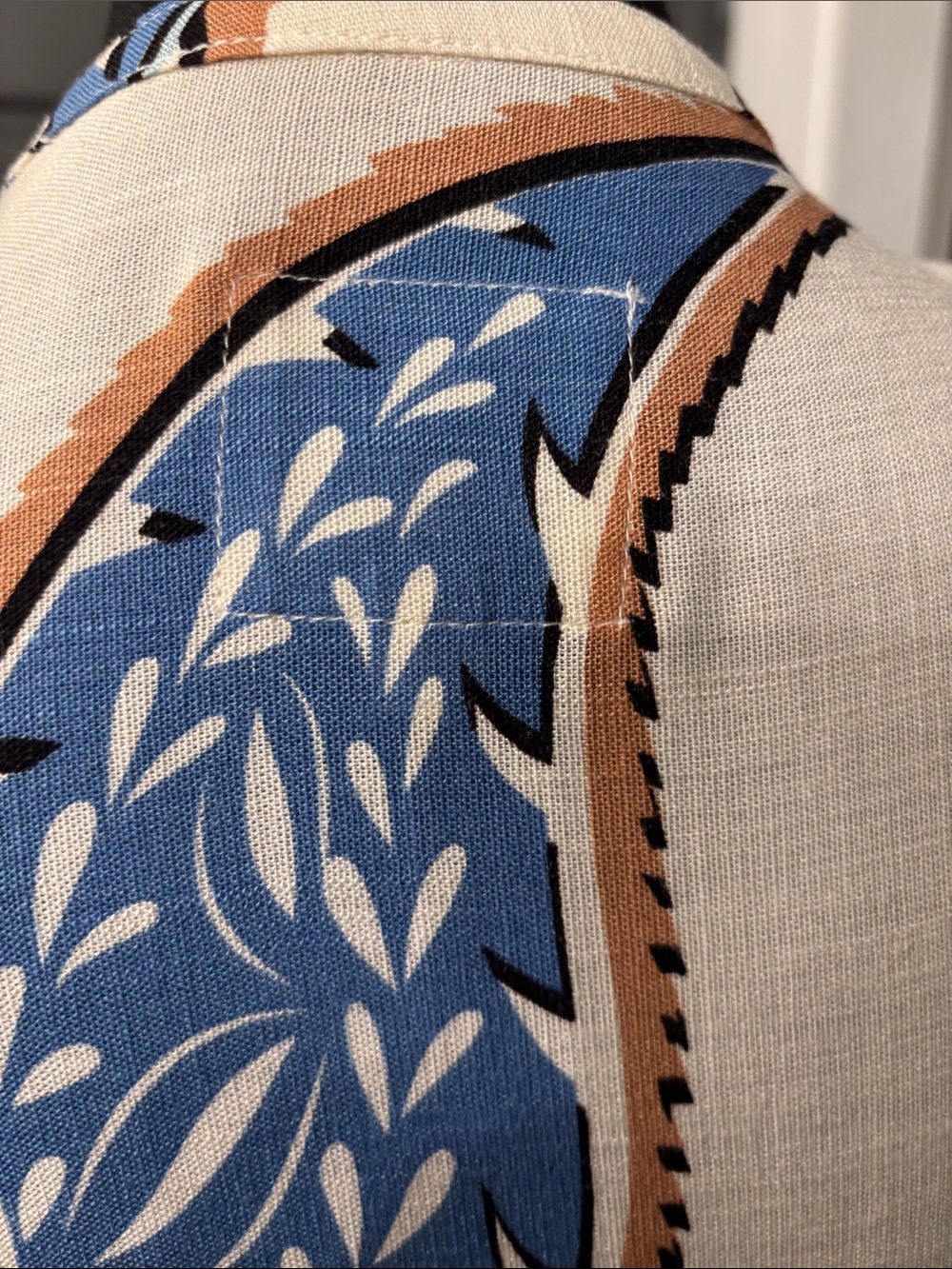 Umgee Cream, Blue & Tan Midi Dress - Picture 9 of 9